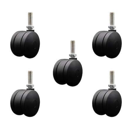 Service Caster 3'' Office Chair Casters Nylon Twin Wheel 1/2 Threaded Stem, 5PK SCC-UHTS02S75-NYS-121315-5